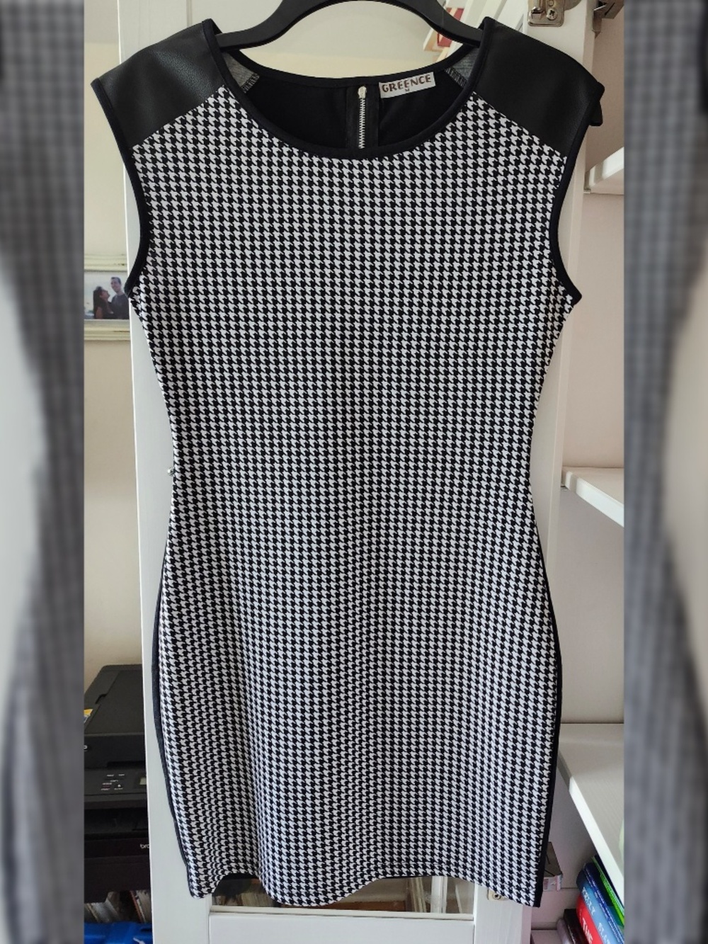 Women's black & white checkered body con mini dress - Small
